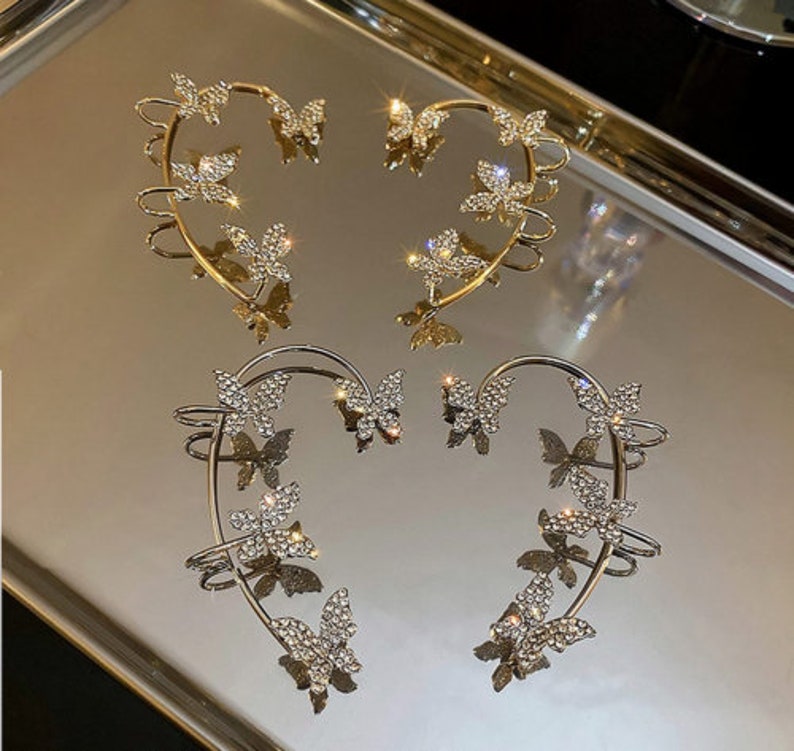 Non-Piercing Ear Cuff Butterfly Earrings  Butterflies Ear image 6