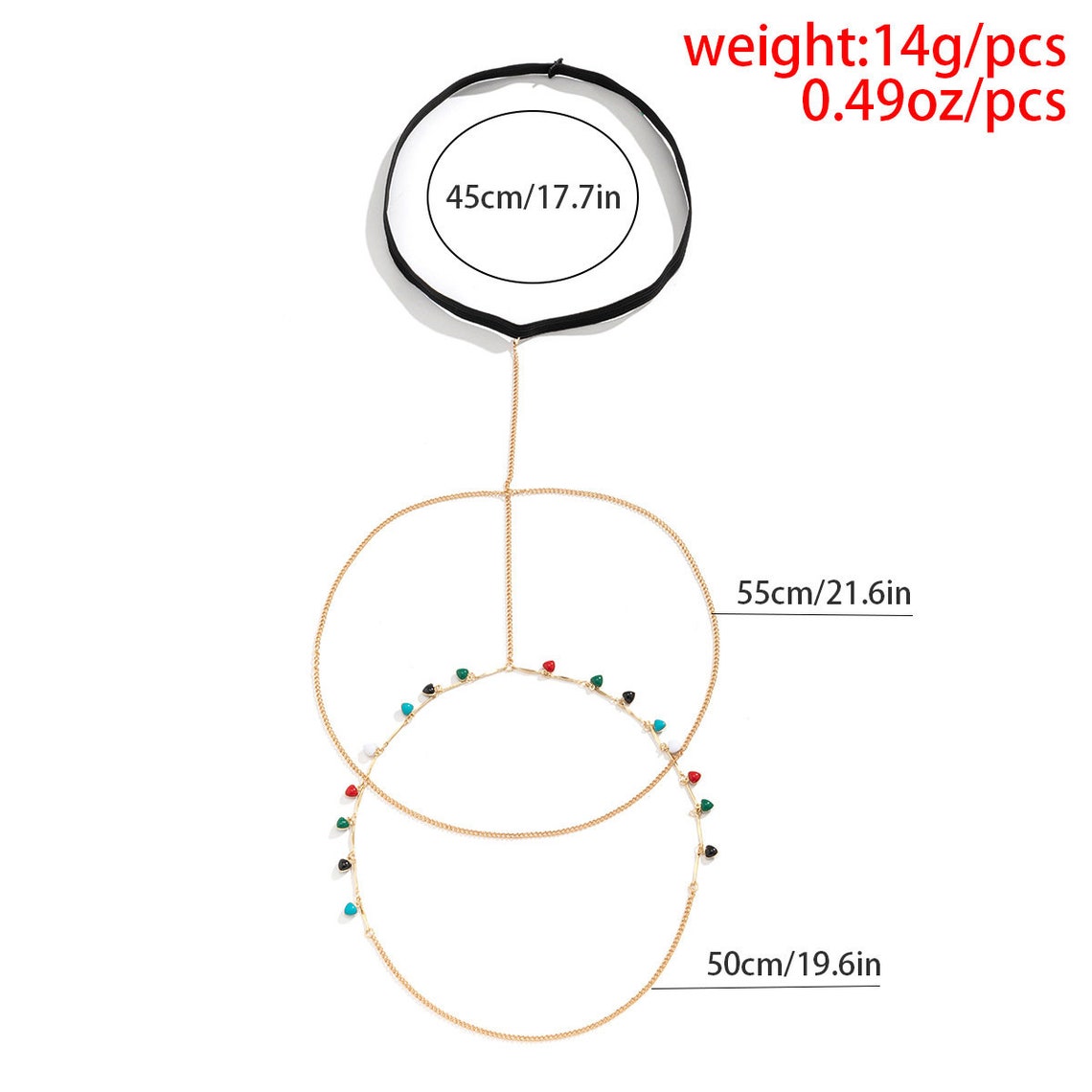 Multicolor Heart Leg Chain  Heart Body Chain  Beach Harness image 9