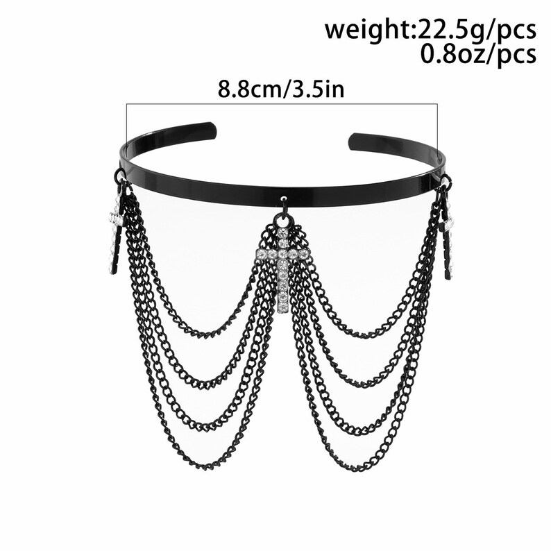 Open Bracelet Arm Chain Simple Pendant Chain Tassel Arm Bracelet Cubic Zirconia Chain Tassel Arm Cuff Fashion Cuff Arm Bracelet image 8