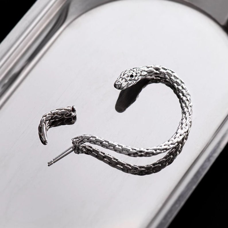 Silver Snake Earring  Cobra Earrings  Snake Lover Gift  image 4