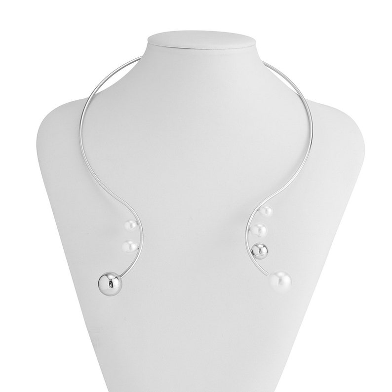 Ball Choker Necklace Maxi Pearls Necklace Metal Ball Etsy