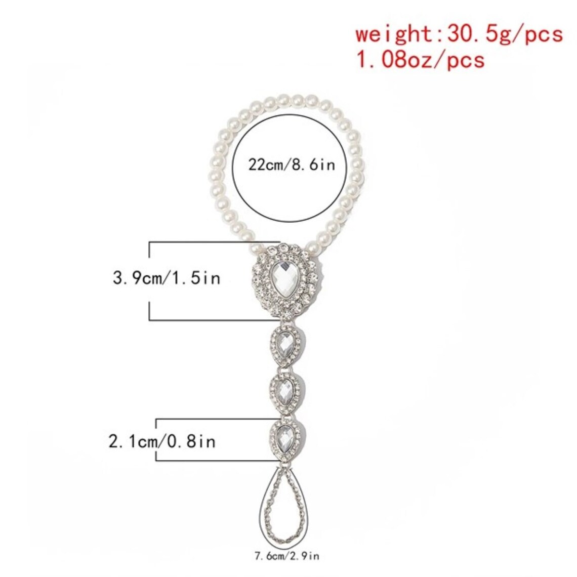4 Large Crystal Barefoot Bridal Jewelry Gift Anklet Beaded image 8