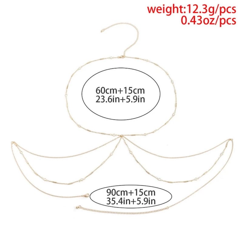 Bikini Bra Chain  Bikini Bra Necklace  Multi Chain Drape  image 7