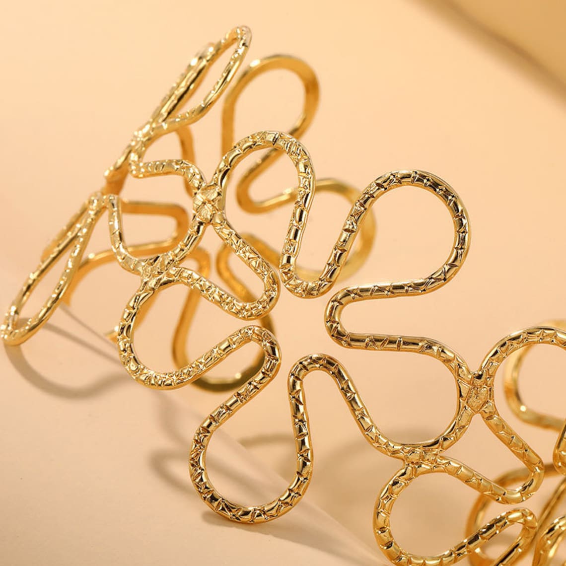 Upper Arm Flower Cuff  Flower Bracelets Silver  Flower Cuff image 6
