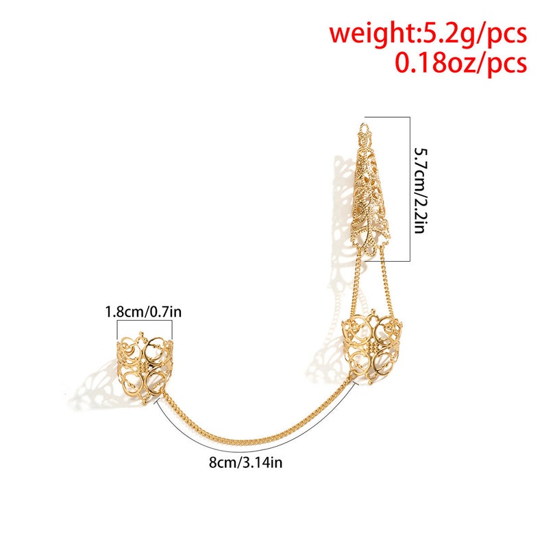 Wedding Finger Ring Chain  Finger Gold Chain Ring  Finger image 10