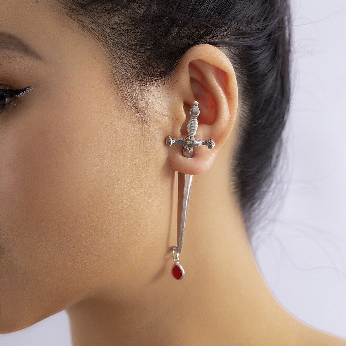 Sword Dagger Pin Ball Chain Earring Set  Sword Dagger Earring image 7