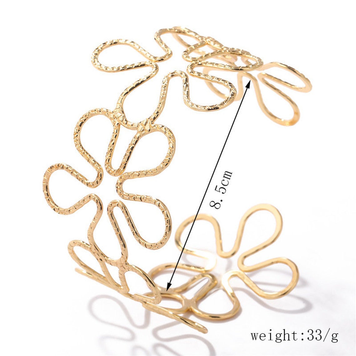 Upper Arm Flower Cuff  Flower Bracelets Silver  Flower Cuff image 7