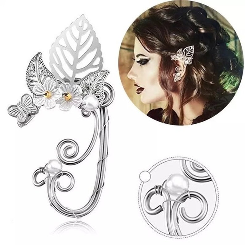 Chic Pearl Charm Floral Butterfly Ear Wrap Earring  Butterfly image 10