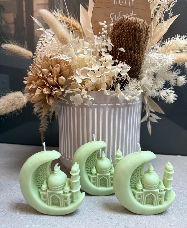 Ramadan Candles I Crescent Moon and Mosque Candle Decor I Eid Home Decoration I Ramadan Gift I Ramadan Candle 画像 13