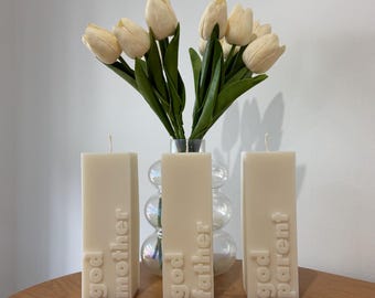 Godmother & Godfather Candles I Christening Gift I Godparent Proposal Gift I Handmade Candle I Baptism Keepsake I Godparent Gift