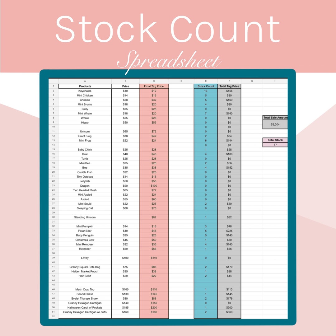 Stock Count Template - Etsy