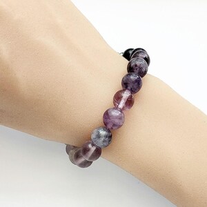 Purple Ombre Gemstone Bracelet, Black Hemitite, Fluorite Quartz & Natural Rosewood Essential Oil Diffusing Beads, Australian Made Jewellery