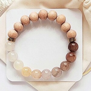 Essential Oil Bracelet for Wellness Essential Diffuser Plum Quartz Stone Jewelry for Yoga Spa Accessory Gift Set Natural Wood Bead Bracelet