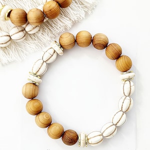 Sandalwood Bead Stretch Bracelet Australian Handmade Jewellery Gift Boho Style Accessories Custom Sizes