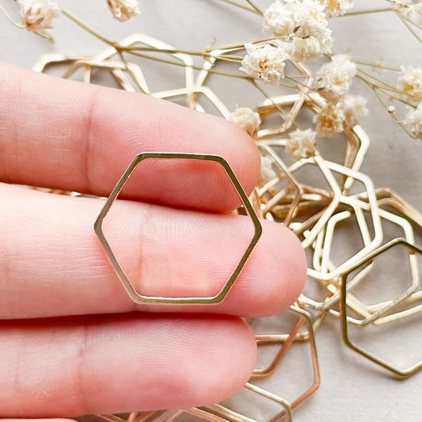 Brass Hexagon Charm, Brass Polygon Earring Charms, Brass Accessories, Earring Connectors, Jewelry Supplies Crafting, Charm Connector Links