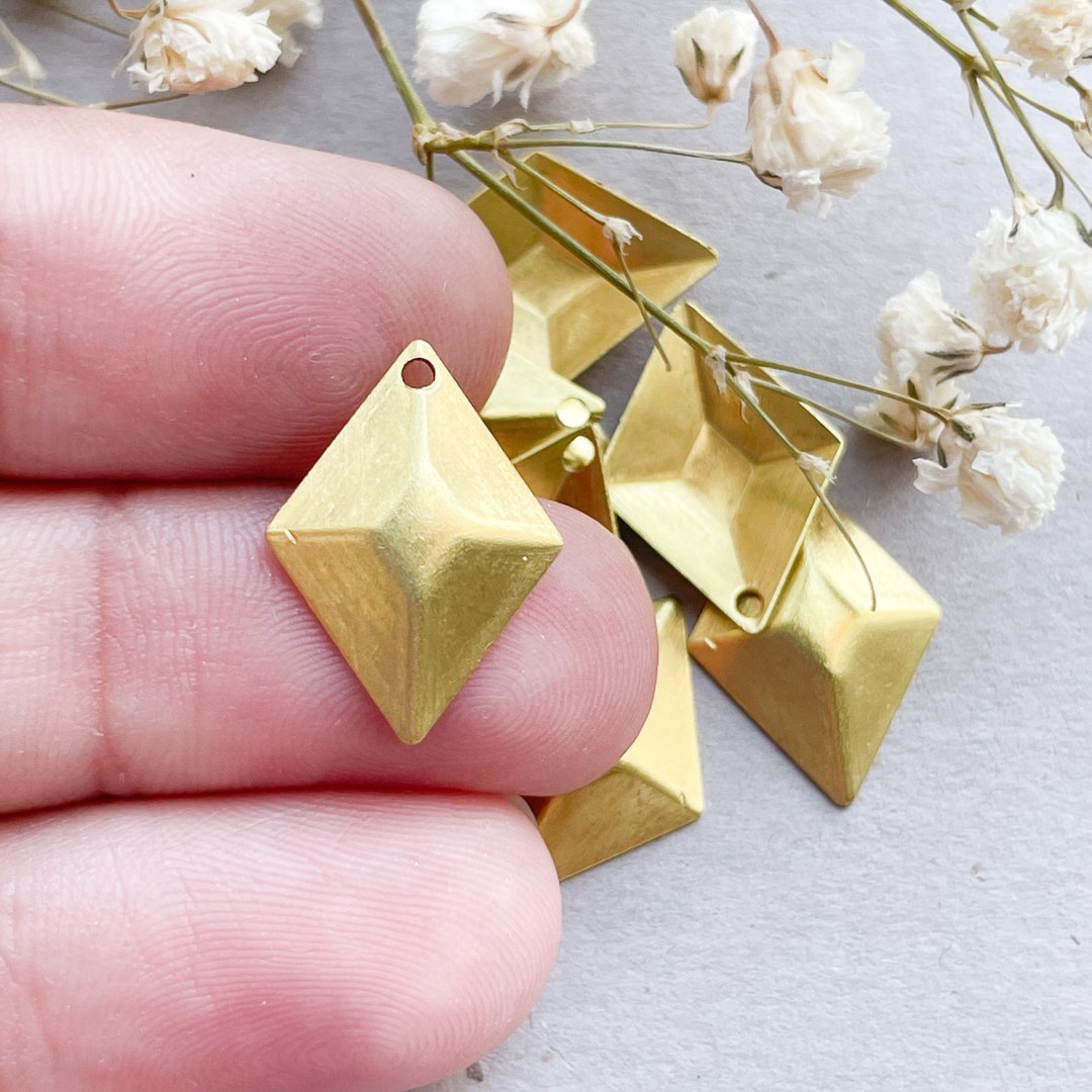 Brass Rhombus Charms Raw Brass Diamond Shape Charms Brass Etsy