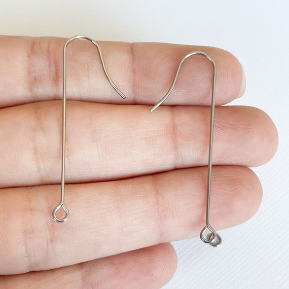 Silver Earring Wires, Long Earring Wires, Steel Jewelry Making Wires, Long  Earring Hooks, Earring Making Supplies, Steel Earring Findings