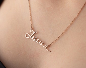 Custom Name Necklace, Custom Cursive Name Necklace, Personalized Gift Necklace, Gift for Moms -Wifes- Valentines, Handmade Name Necklace