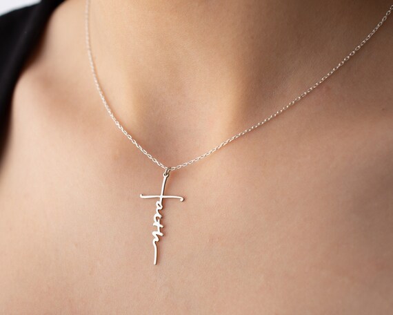Vertical Faith Necklace Christian Gift Necklace Motivational