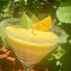 Lemon Drop Martini Candle in Elegant Glass –Hand-Poured Cocktail Candle with Sweet Citrus Aroma | Summer Décor, Hostess Gift, Bar Cart Style