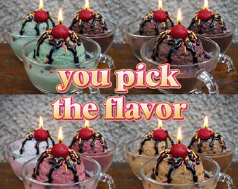 Ice Cream Scoop Candle – Vanilla Scented, Vintage Teacup Candle