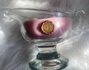 Candela versatrice d'acqua vintage - Candela in cera di soia rosa fatta a mano
