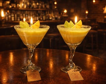 Lemon Drop Martini Candle – Hand-Poured Soy Wax, Reusable Glass, Citrus Scent