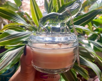 Vintage Elephant Candle, Lemon Tea Scented Soy, Pyrite Citrine Topped