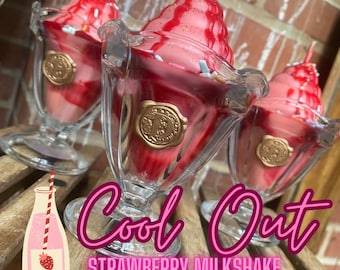 Candela da dessert Cool Out Strawberry Milkshake, in vetreria vintage