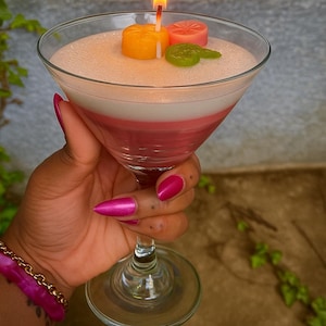 Bloedsinaasappelmartini-cocktailkaars – Citrusgeurkaars in martiniglas, mocktail sojawaskaars, barwagendecor, handgemaakte cocktail