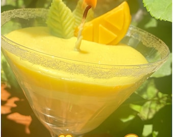 Candela Lemon Drop Martini – Cera di soia colata a mano, vetro riutilizzabile, profumo di agrumi