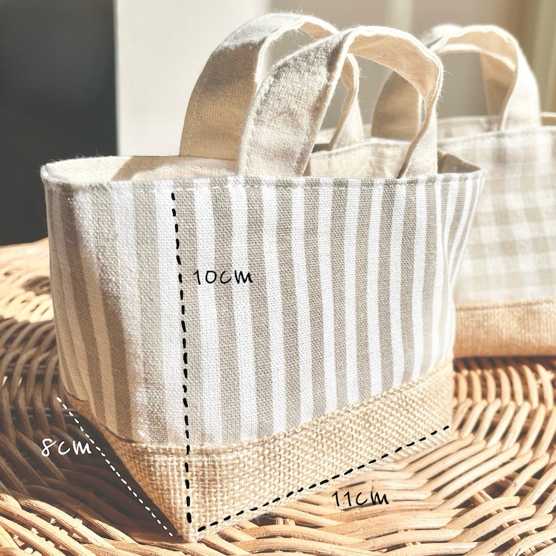 Mini Totes Handmade Mini Tote Bag | Green | Plaid | Stripes | Doll Tote | Small ...