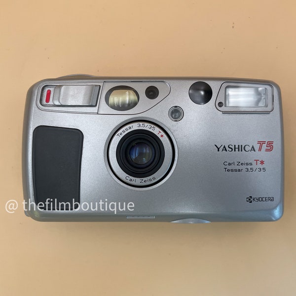 Yashica T5 35mm point and shoot camera / Carl Zeiss lens Limited Silver Edition (comes with one roll free fresh film)