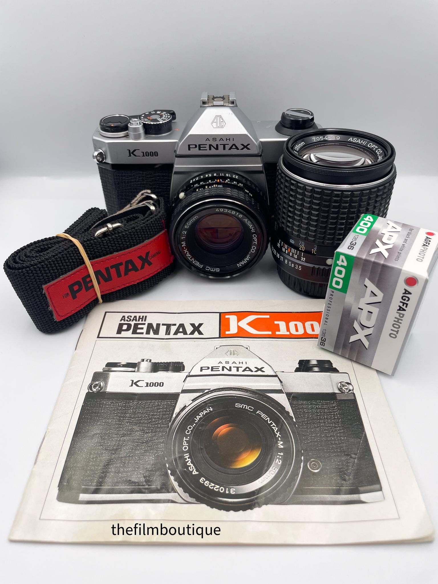 ペンタックス K1000 フィルムカメラ + 50MM f2.0+135mm f/3.5 レンズ