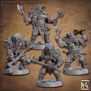 Viking Werebear Berserker Skutagaard Northmen Saga II w/ choice of modular weapons 3D Resin Models by Artisan Guild DnD Tabletop Gaming