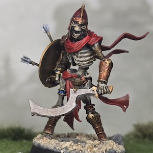 Skeleton with sword and shield 25mm base painted miniature dungeons & dragons pathfinder fantasy tabletop RPG gaming 3D printed resin model