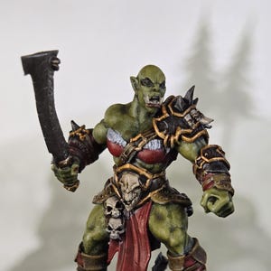 Female Orc Barbarian with sword on 25mm base painted miniature dungeons & dragons pathfinder fantasy tabletop RPG gaming 3D printed resin
