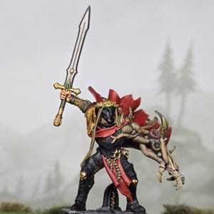Paladin Plague knight death knight corrupted painted miniature dungeons & dragons pathfinder fantasy tabletop RPG gaming 3D printed resin