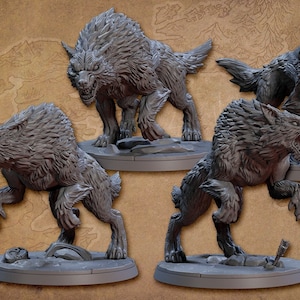 Dire Wolves on 50mm bases Nomad Orr’ug 3D Resin Printed Models by Artisan Guild DnD Tabletop Gaming Miniatures