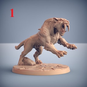 Smilodon Giant Cats on 50mm bases 3D Resin Printed Models by Artisan Guild DnD Tabletop Gaming Miniatures Dungeons & Dragons