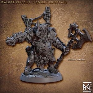 Malgob Firegut Faldorn Goblin w/ choice of modular weapons 3D Resin Printed Models by Artisan Guild DnD Tabletop Gaming Miniatures