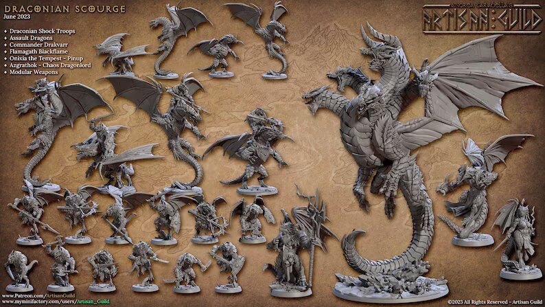 Dragonborn Draconian Scourge Full Set (29 Miniatures Includes Variants ...