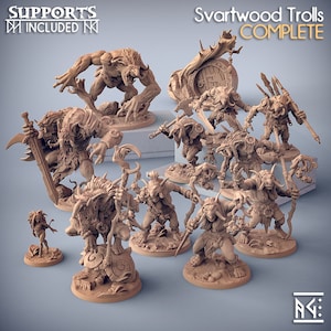 Svartwood Trolls Full Set 3D Resin Printed Models by Artisan Guild DnD Tabletop Gaming Miniatures