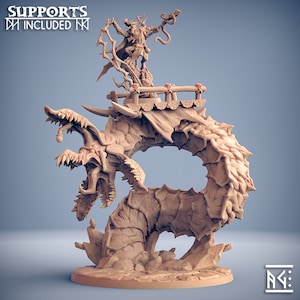 Giant worm Kornutaaz on 100mm base Diggaz the Plague Zeek Dungeons & Dragons Pathfinder Fantasy Tabletop RPG Gaming 3D Printed Resin Model