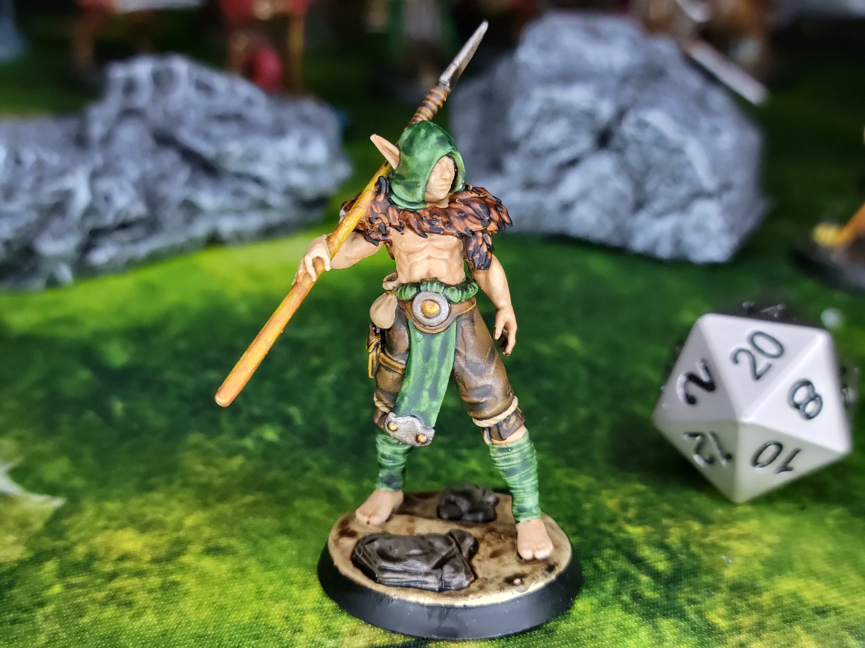 Wood Elf Painted Miniature Male Warrior Fighter With Spear Dnd Etsy