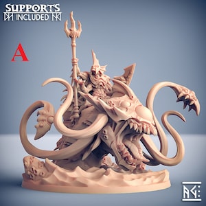 Sea monster Creature 100mm base Death Tide Jurakin Tritons Kuo Toas w/ choice of modular weapons 3D Resin Printed Models by Artisan Guild