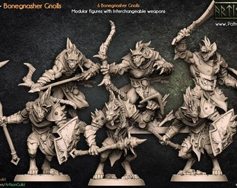 Bonegnasher Gnoll barbarians w/ choice of modular weapons 3D Resin Printed Models by Artisan Guild DnD Tabletop Gaming Miniatures