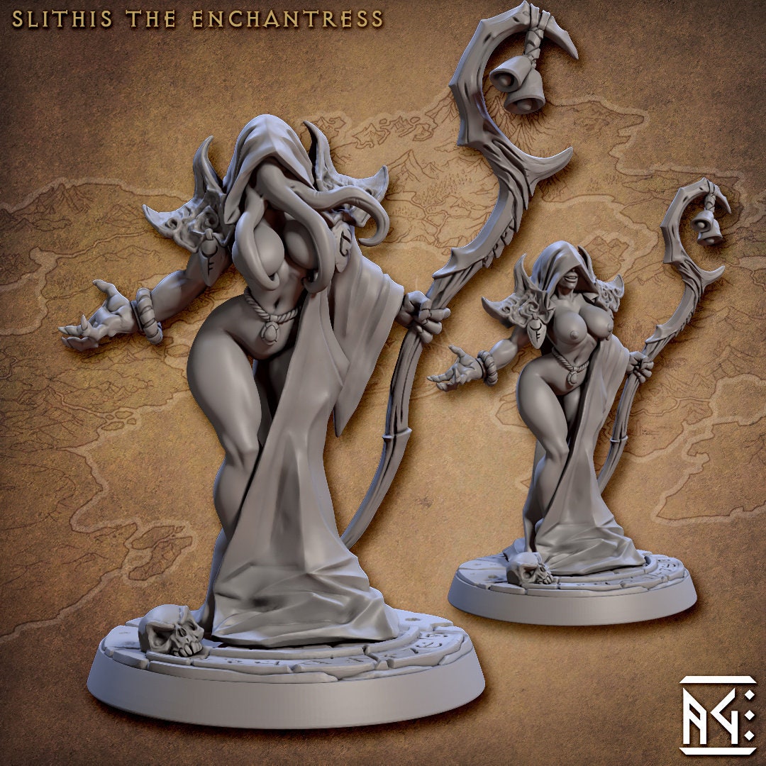 Illithids Slithis the Enchantress W/ Choice of Modular Weapons 3D Resin ...