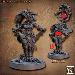 Female Goblin Gbiza Pinup Faldorn Goblins w/ choice of modular weapons 3D Resin Printed Models by Artisan Guild DnD Tabletop Gaming Minis