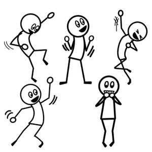Vieren /opgewonden stokfiguur Clipart set van 5